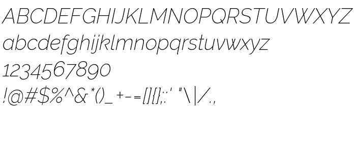 Previzualizare font Raleway ExtraLight Italic