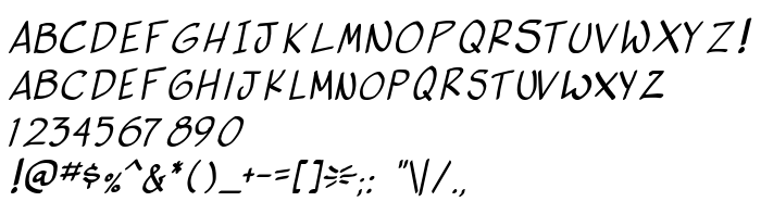 Previzualizare font Vigilante Sidekick Italic