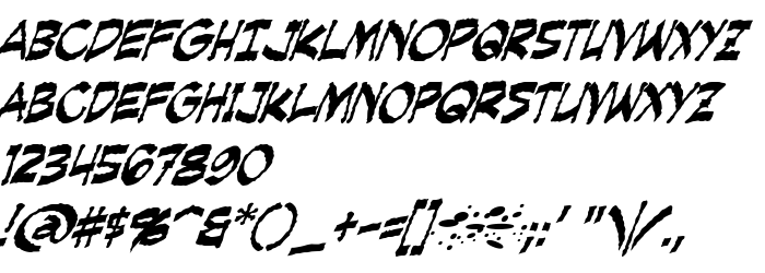 Previzualizare font Creeping Evil Italic